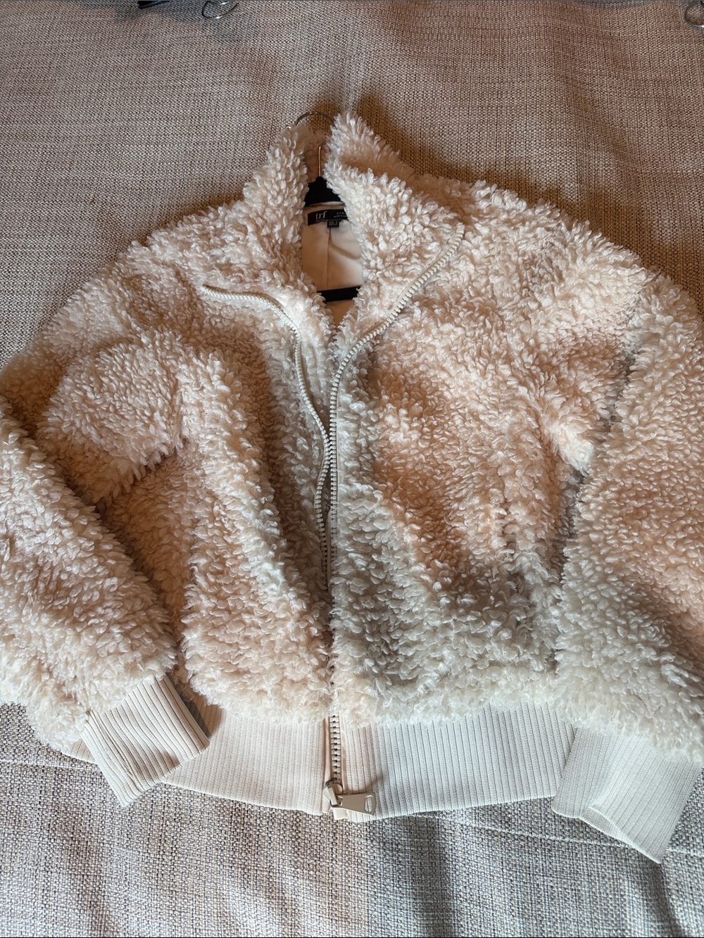 Zara Cream Sherpa Jacket with Lined Interior